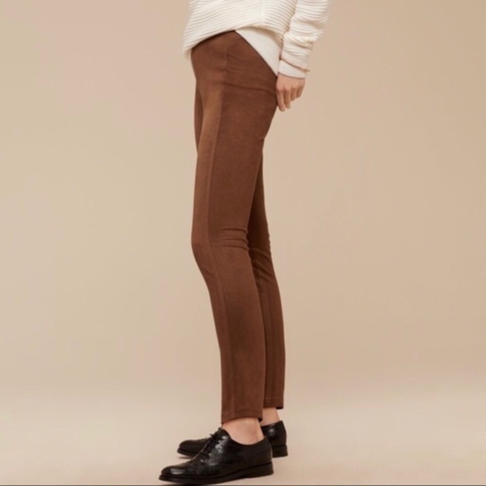 ARITZIA • WILFRED nivelle suede pant in dark camel 2 - Picture 2 of 8